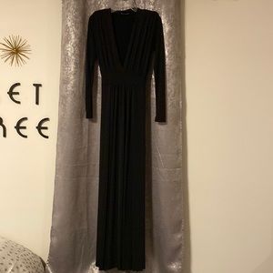 Fashion Nova formal maxi dress with thigh-high slit and low neck line